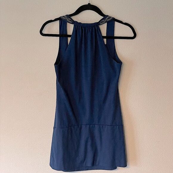 Express Navy with Silver, Adjustable Strap, Halter Bank Tank. Size Medium. - Picture 2 of 3